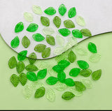 Green Resin Leaf Charms 13mm