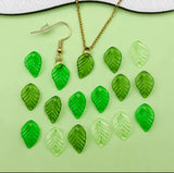 Green Resin Leaf Charms 13mm