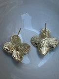 Gold Beige Enamel Flower Stud Earrings – 2.5cm