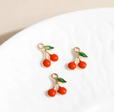 Gold Plated Cherry Charm – 13mm – Fruit Pendant for Jewellery Making