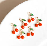 Gold Plated Cherry Charm – 13mm – Fruit Pendant for Jewellery Making