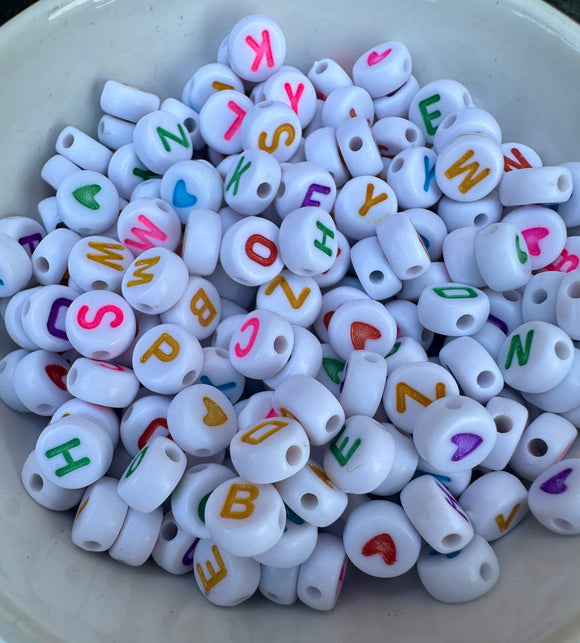 Quality Acrylic Mixed Colour Alphabet Letter Beads 7mm