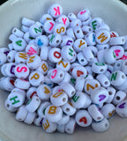 Quality Acrylic Mixed Colour Alphabet Letter Beads 7mm