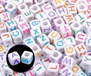 Quality Acrylic Square Alphabet Letter Beads 6mm