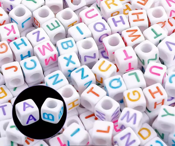 Quality Acrylic Square Alphabet Letter Beads 6mm