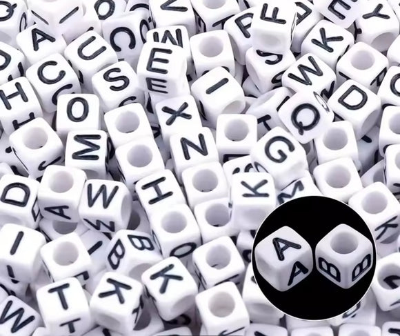 Quality Acrylic Square Alphabet Letter Beads 6mm