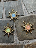 KC Gold Plated Sun Pendants with Resin Centres
