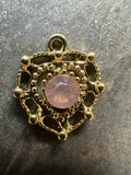 Gold Plated Heart Charms with Rhinestone Centres