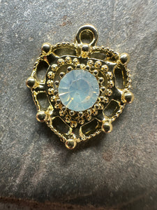 Gold Plated Heart Charms with Rhinestone Centres