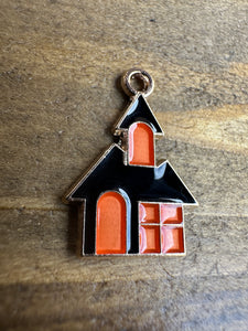 Gold Plated Enamel Halloween House Charms