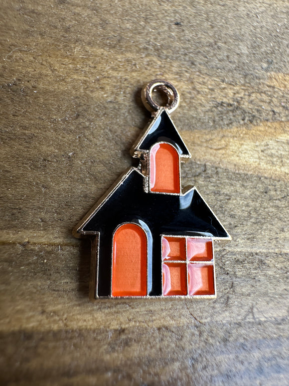 Gold Plated Enamel Halloween House Charms