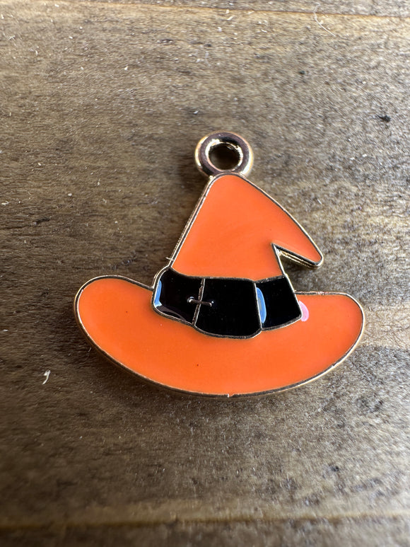 Gold Plated Enamel Halloween Hat Charms