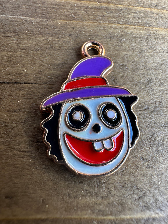 KC Gold Plated Enamel Witch Halloween Charm
