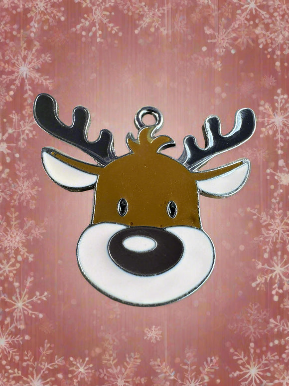 Silver Plated Reindeer Enamel Charms