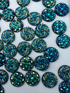 12mm  Blue Resin Cabochons