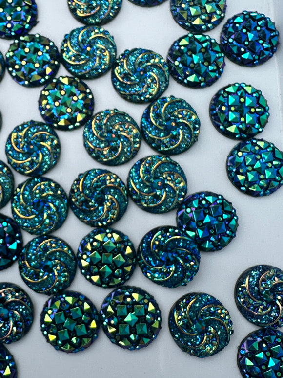 12mm  Blue Resin Cabochons