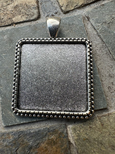 Antique Silver 25mm Square Pendant Settings