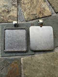 Antique Silver 25mm Square Pendant Settings