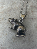 Solid Titanium Steel Rat Pendant and Stainless Steel Necklace