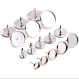 Stainless Steel 14mm Cabochon Earring Studs