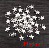 Pack of 10 Silver Plated Star Charms 11mm