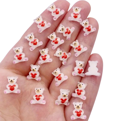 Resin Teddy Bear Love Heart Flatbacks