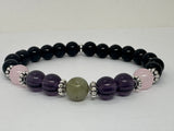 Handmade Protection Bracelet with Tourmaline, Amethyst, Rose Quartz and Labradorite