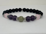 Handmade Protection Bracelet with Tourmaline, Amethyst, Rose Quartz and Labradorite