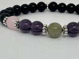 Handmade Protection Bracelet with Tourmaline, Amethyst, Rose Quartz and Labradorite