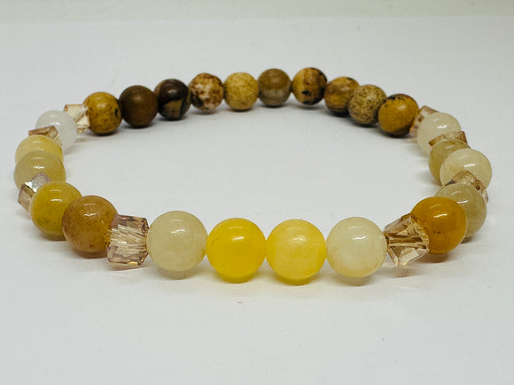 Citrine and Olive Wood Beaded Bracelet – Positivity, Abundance & Good Energy