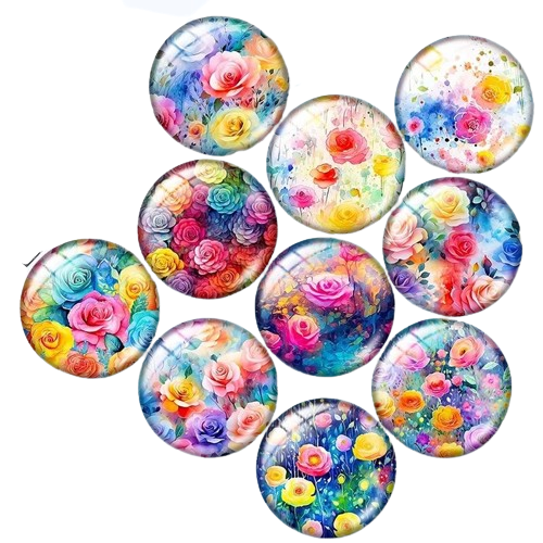 12mm Glass Floral Summer Cabochons