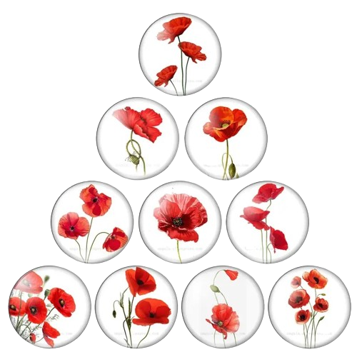 12mm Red Poppy Glass Cabochons