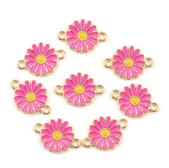 Pink Gold Daisy Flower Connectors