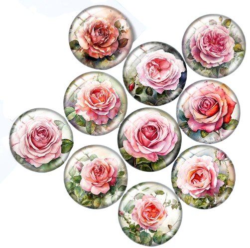12mm Glass Rose Cabochons