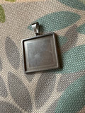 Stainless Steel 25mm Square Pendant Settings