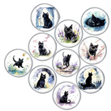 12mm Black Cat Glass Cabochons