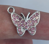Silver Micro Pave Rhinestone Butterfly Charms