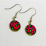 Handmade Pink and Green Leopard Print Earring and Necklace