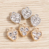 Gold or Silver Plated Crystal Heart Charms