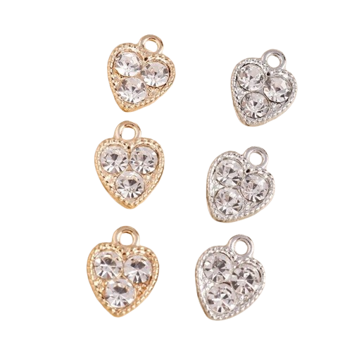 Gold or Silver Plated Crystal Heart Charms