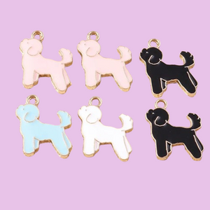 Gold Enamel Dog Charms