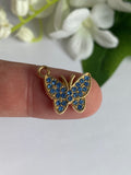 Gold Micro Pave Rhinestone Butterfly Charms