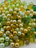 Pack of 100  6mm Green and Yellow Bead Mix