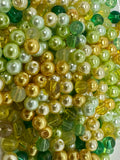 Pack of 100  6mm Green and Yellow Bead Mix