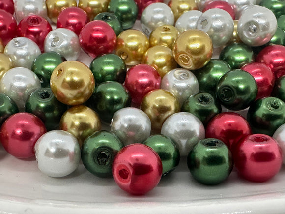 Christmas Glass Pearl Beads 8mm