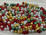 Mixed Christmas Glass Pearl Beads 4mm