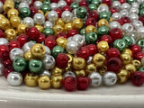 Mixed Christmas Glass Pearl Beads 4mm