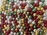 Mixed Christmas Glass Pearl Beads 4mm