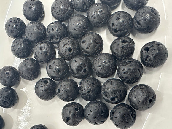 8mm Black Lava Beads
