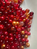 Pack of 100  6mm Glass Red/Orange Bead Mix